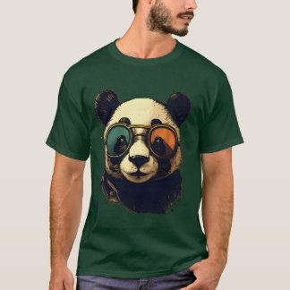 T-shirt Animaux Panda Portant Des Lunettes De Soleil