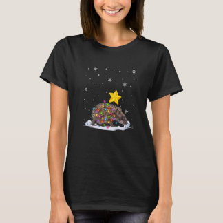 T-shirt Animaux Porcupine de Noël Lumières Arbre de Noël