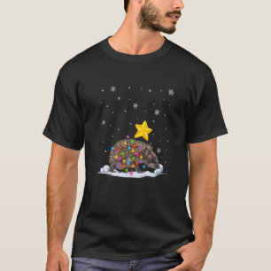 T-shirt Animaux Porcupine de Noël Lumières Arbre de Noël