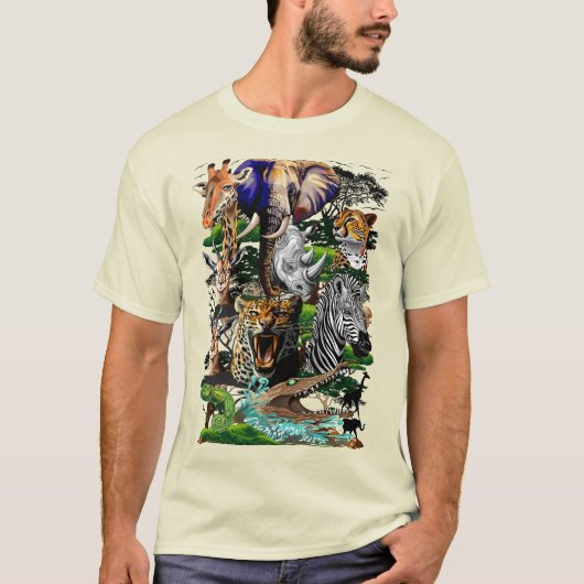 T-shirt Animaux sauvages de la Savane africaine (Devant)