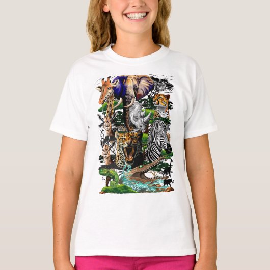 T-shirt Animaux sauvages de la Savane africaine (Devant)