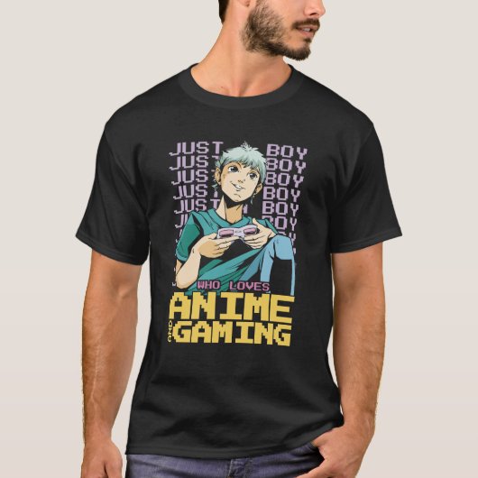 T-shirt Anime Boy Jouer à des jeux vidéo (Devant)