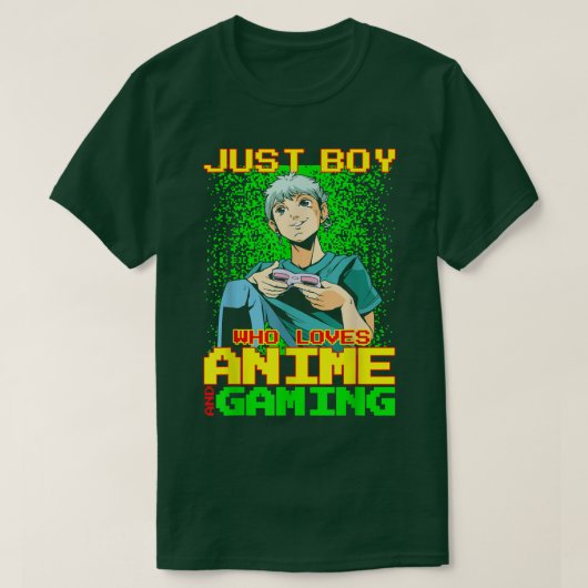T-shirt Anime Boy Playing Video Games Funny (Design devant)
