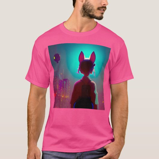 T-shirt Anime Chat Girl (Devant)