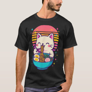T-shirt Anime Chat Manger Ramen japonais