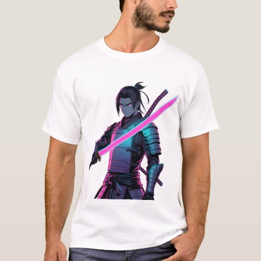 T-shirt Anime Cyberpunk Samurai (Devant)
