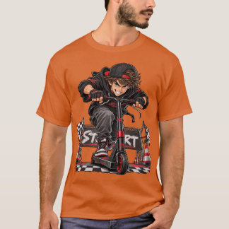 T-shirt Anime de course de scooter extrême de la ligne de