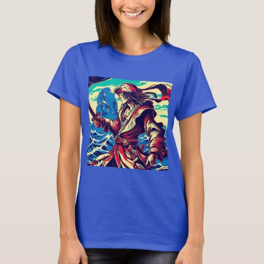 T-shirt Anime de pirate d'Imaginaire - Coupe de bois 2 (Devant)