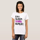 T-shirt Anime de sommeil de manger répéter (Devant entier)