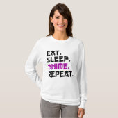 T-shirt Anime de sommeil de manger répéter (Devant entier)