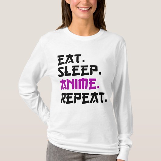 T-shirt Anime de sommeil de manger répéter (Devant)
