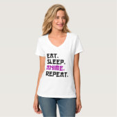 T-shirt Anime de sommeil de manger répéter (Devant entier)