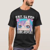 T-shirt Anime de sommeil de manger répéter (Devant)