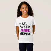 T-Shirt Anime de sommeil de manger répéter (Devant entier)