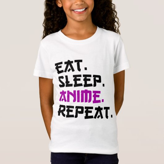 T-Shirt Anime de sommeil de manger répéter (Devant)