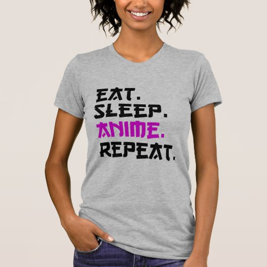 T-shirt Anime de sommeil de manger répéter (Devant)