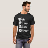 T-shirt Anime de sommeil de manger répéter (Devant entier)