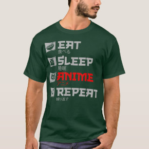 T-shirt Anime de sommeil de manger répéter Japon Otaku Ani