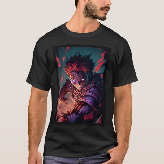 T-shirt Anime Demon Boy Hero Red Hair (Devant)