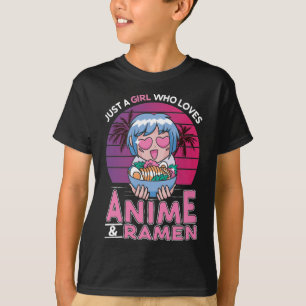 T-shirt Anime et Ramen Girl Otaku Retro Japonais Manga