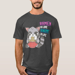 T-shirt Anime et Ramen Racoon - Soupe aux nouilles Otaku