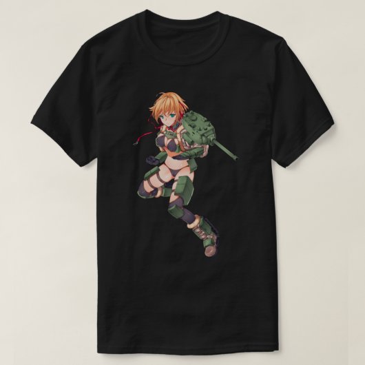 T-shirt Anime fille avec cool de conception de pistolet (Design devant)