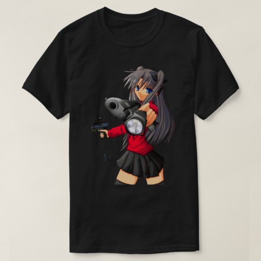 T-shirt Anime fille avec cool de conception de pistolet (Design devant)