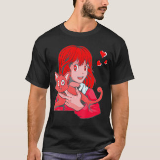 T-shirt Anime Fille Chat Valentines Jour Cute Kitten Kitty
