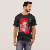 T-shirt Anime Fille Chat Valentines Jour Cute Kitten Kitty (Devant entier)