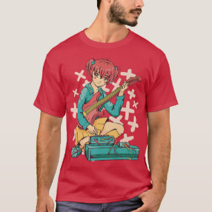 T-shirt Anime Girl Electric Guitare Cute Kawaii Japonais M