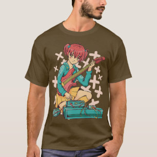 T-shirt Anime Girl Electric Guitare Cute Kawaii Japonais M