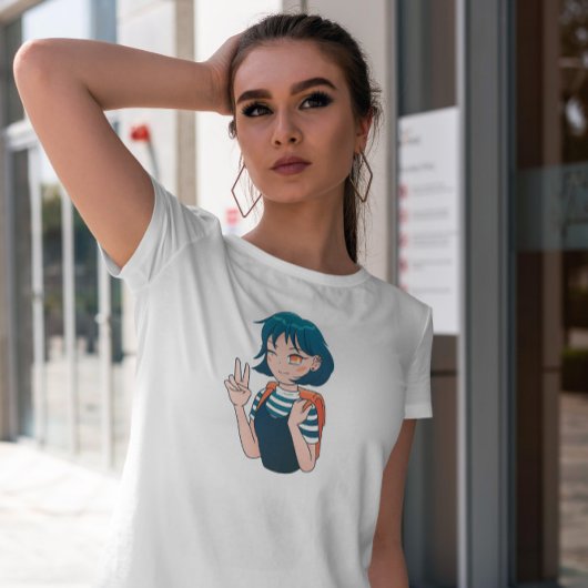 T-shirt Anime Girl En Turtleneck