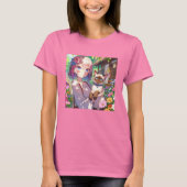 T-shirt Anime Girl et chat siamois (Devant)