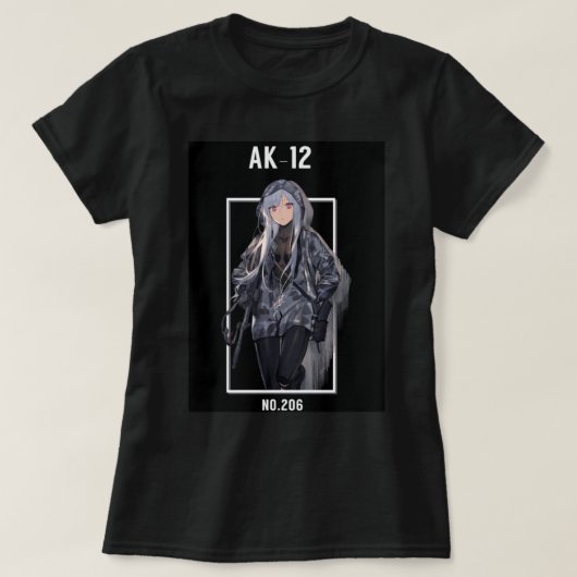 T-shirt anime girl gun  (Design devant)