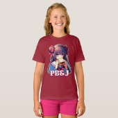 T-shirt Anime Girl mangeant un sandwich PB&J (Devant entier)