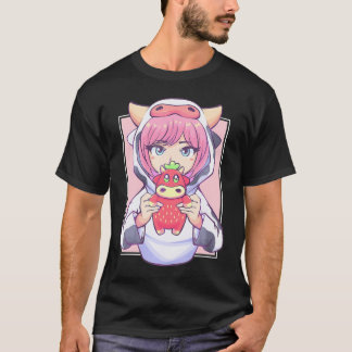 T-shirt Anime Girl Pour Les Amateurs De Vache Et Fraise Ka