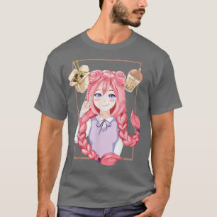 T-shirt Anime Girl Ramen Bubble Thé japonais Art Manga Kaw