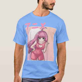 T-shirt Anime girl retro Japanese vaporwave aesthetic pink