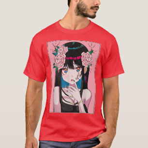 T-shirt Anime Girl Sakura Cheveux Pinky Japonais esthétiqu