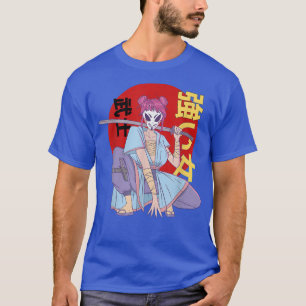 T-shirt Anime Girl Samurai Masque japonais Art esthétique 