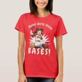 T-shirt Anime Girl Softball Player Stealing Base (Devant)