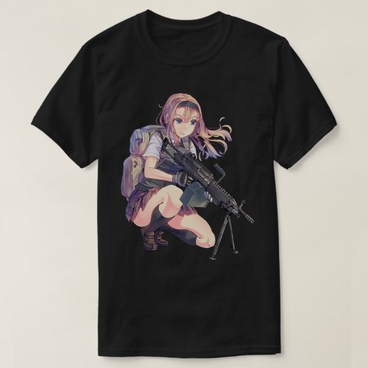 T-shirt Anime girl with gun                 (Design devant)