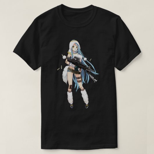 T-shirt Anime Girl With Gun (Design devant)