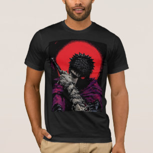 T-shirt Anime Guerrier Épée Lune Rouge Art Hug