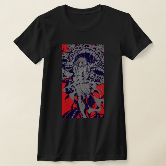 T-shirt Anime Horror Aesthetic Scary Creepy Girl Japanese (Poser)