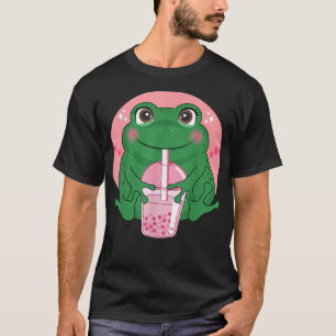 T-shirt Anime japonais Kawaii Frog Drinking Boba Tea Bubbl