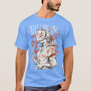 T-shirt Anime Japonaise Fille Guerrier Masque Kitsune