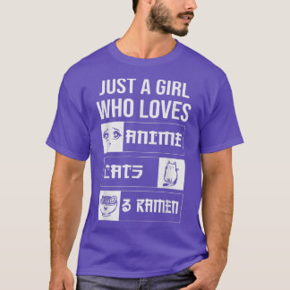 T-shirt Anime Juste Une Fille Qui Aime Les Chats Anime Et
