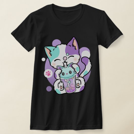 T-shirt Anime Kawaii Chat Boba Buble Tea Neko Boba Tea Cat (Poser)