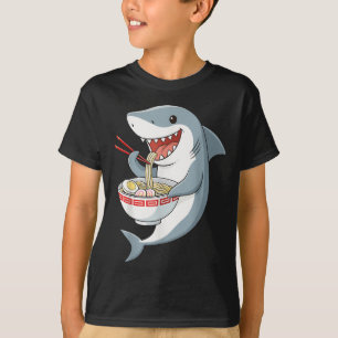 T-shirt Anime Kawaii Requin Manger Ramen Nouilles Cadeaux